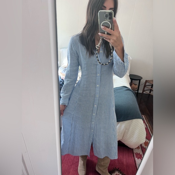 Polo by Ralph Lauren Blue Striped Long Sleeve Dress - Picture 1 of 16